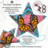 Collage image featuring different sides of the Monarch Butterflies Peyote Star with beading pattern extracts