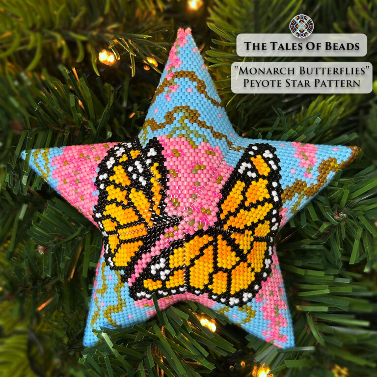 Peyote Star Pattern - Monarch Butterflies - The Tales Of Beads