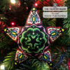 A finished Tulips Peyote Star displayed on Christmas tree