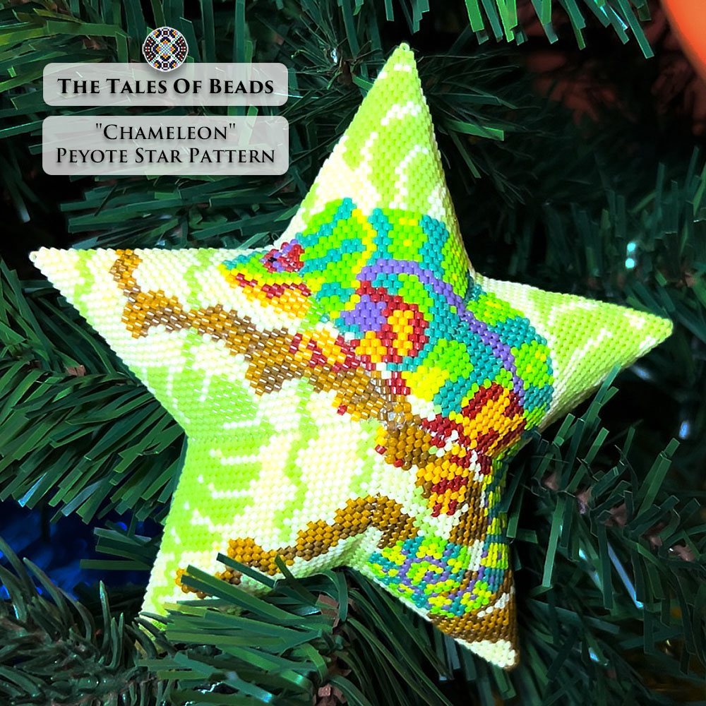 seed bead chameleon ornament pattern