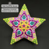 Mandala Flower beaded star ornament on black background
