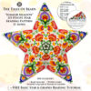 A collage showing a peyote star with a floral motif inspired by traditional embroidery and its pattern extracts