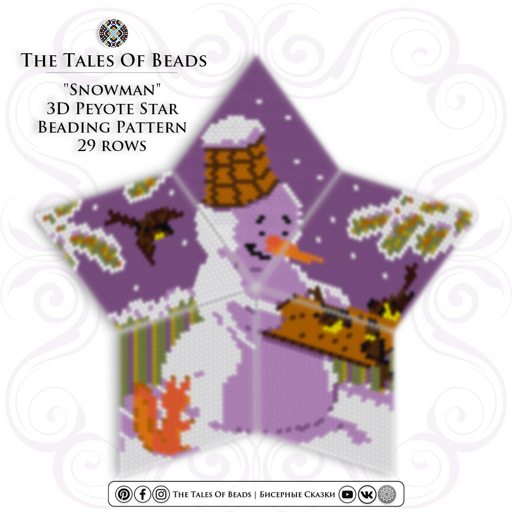 Snowman Peyote Star beading pattern preview