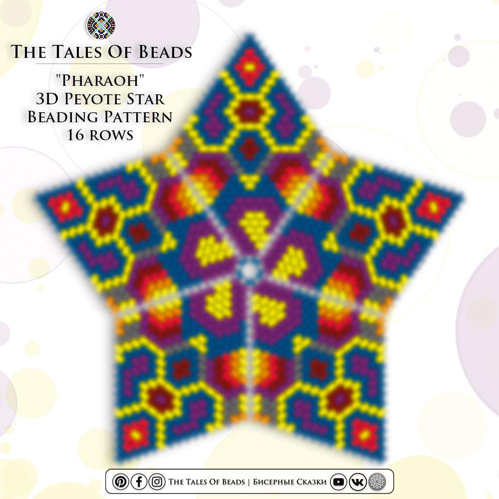A 3D peyote star with a floral motif beading graph preview