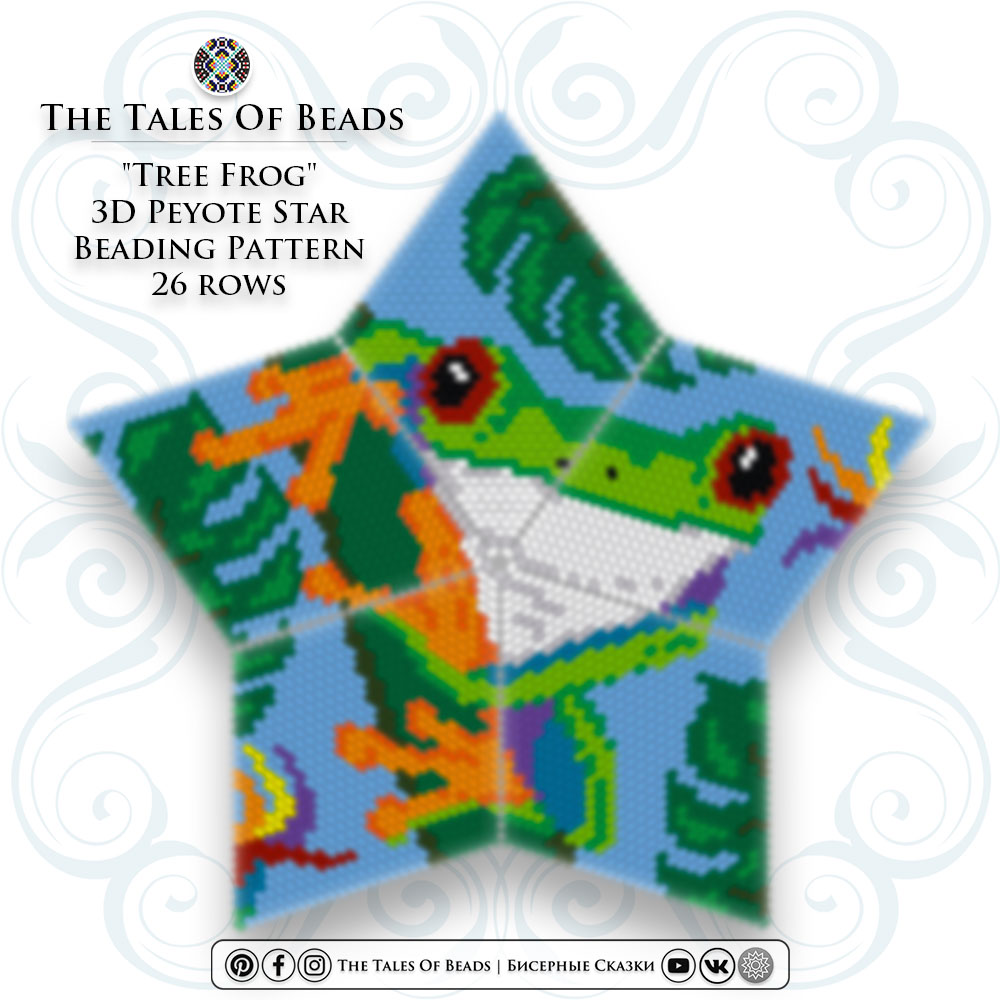 peyote star with a frog bead pattern preview