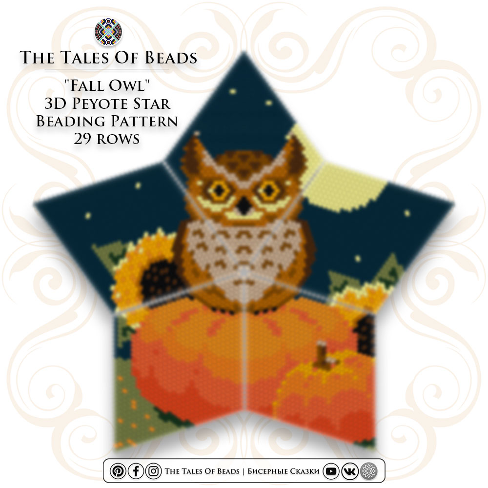 Owl peyote star beading pattern preview