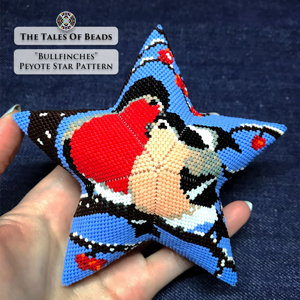 birds beaded star pattern
