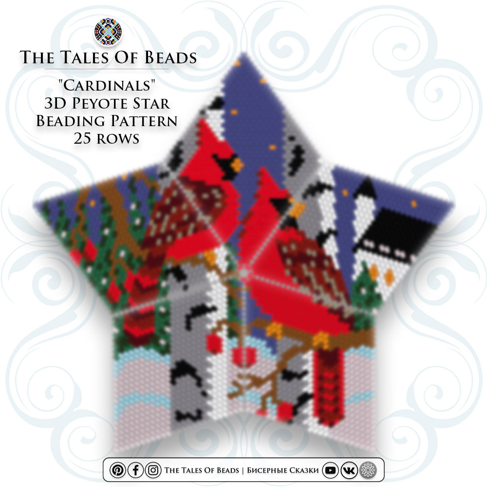 Cardinals Peyote Star beading pattern preview