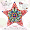 A collage showing a peyote star with a floral motif and its pattern extracts