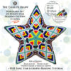 A collage showing a peyote star with a tribal geometric motif and its pattern extracts