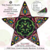 A collage showing a peyote star with a floral motif on black background and its pattern extracts