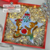 Beaded Christmas star ornament with squirrels family displayed in a gift box
