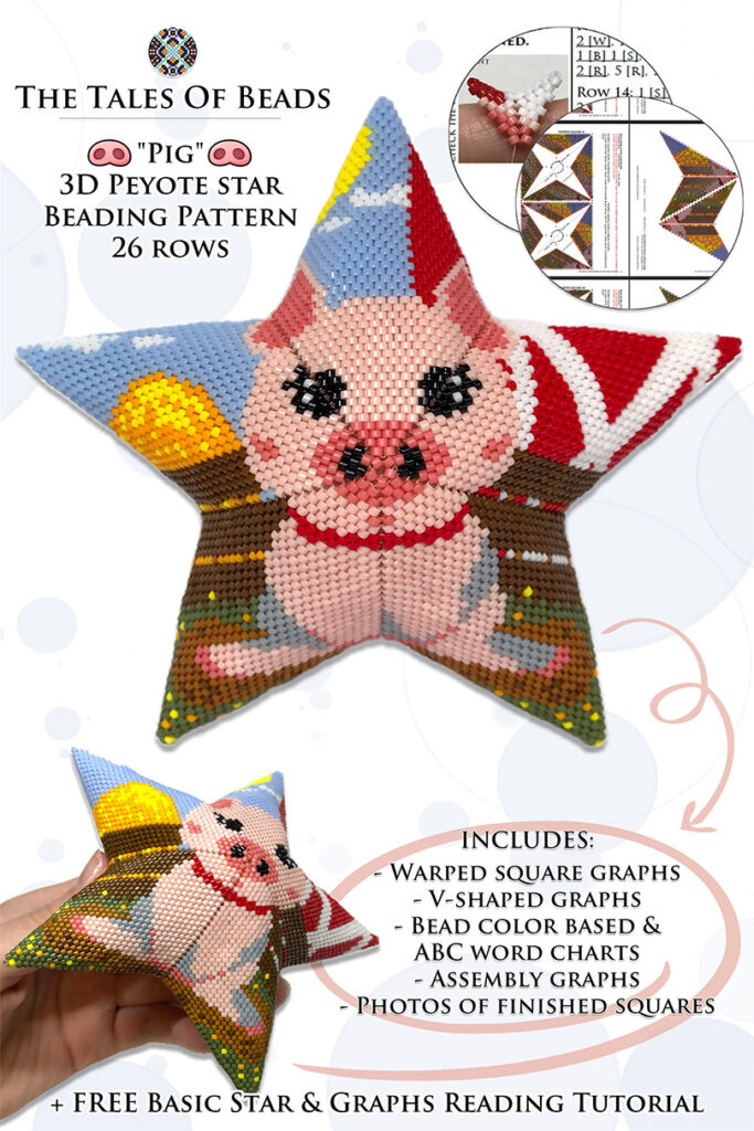 a beading pattern for a peyote star with a pig