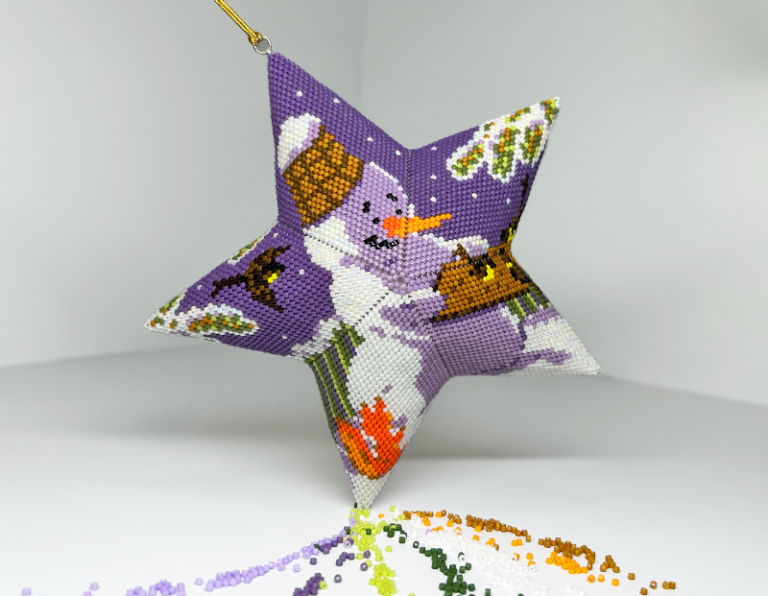 a peyote star with a snowman