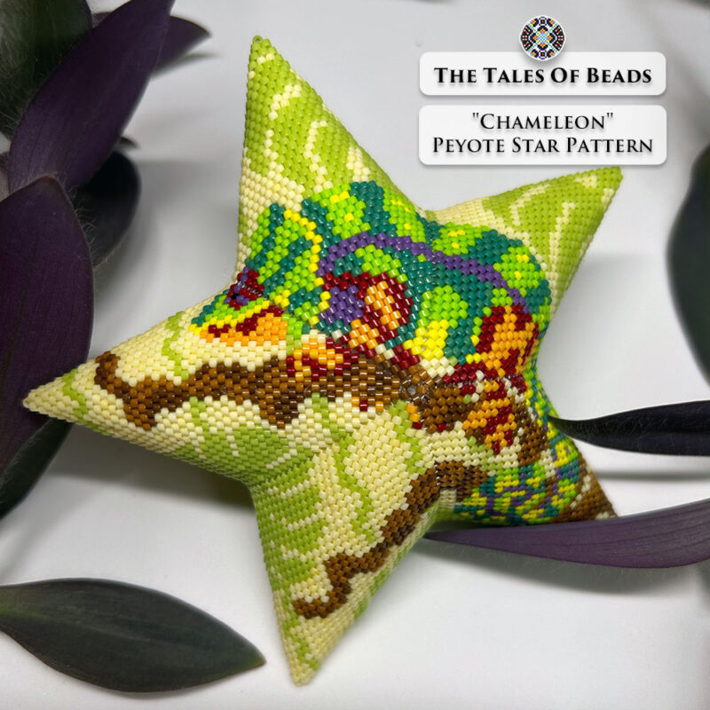 peyote star with a chameleon
