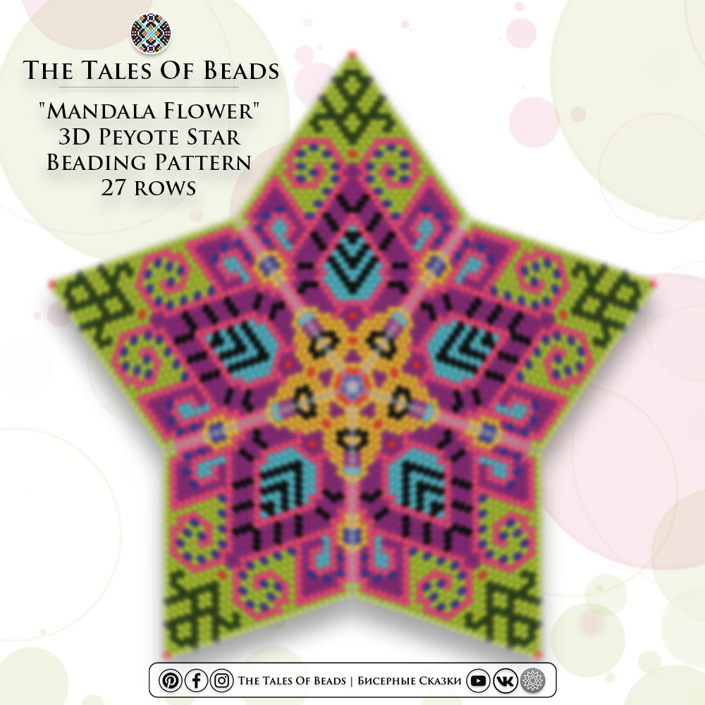 A 3D peyote star with a floral motif beading graph preview
