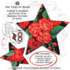 Collage image featuring different sides of the Poppies & Peonies Peyote Star with beading pattern extracts