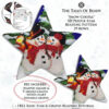 Collage image featuring different sides of the Snow Couple Peyote Star with beading pattern extracts