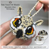 Beaded Owl figure held in hand to show size scale with bead tutorial extracts
