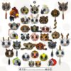 A collage image of a collection of 34 beaded animals