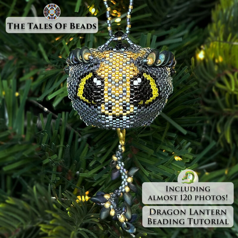 3D Dragon seed bead animal hanging on a Christmas tree