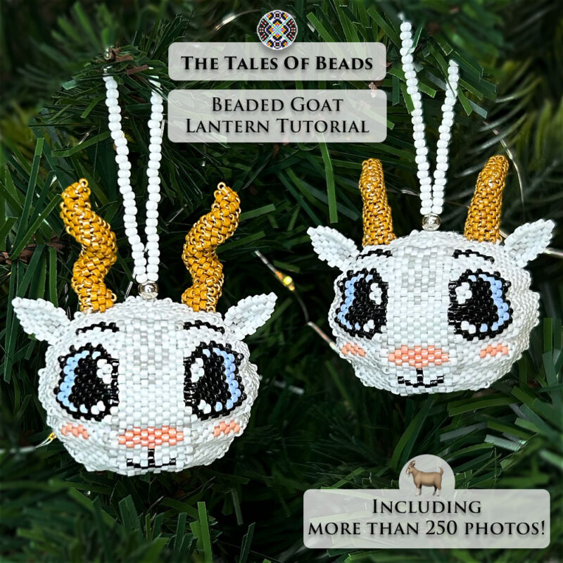 3D Goats seed bead animals hanging on a Christmas tree