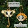 A square image of a seed bead monkeys used as Christmas ornaments
