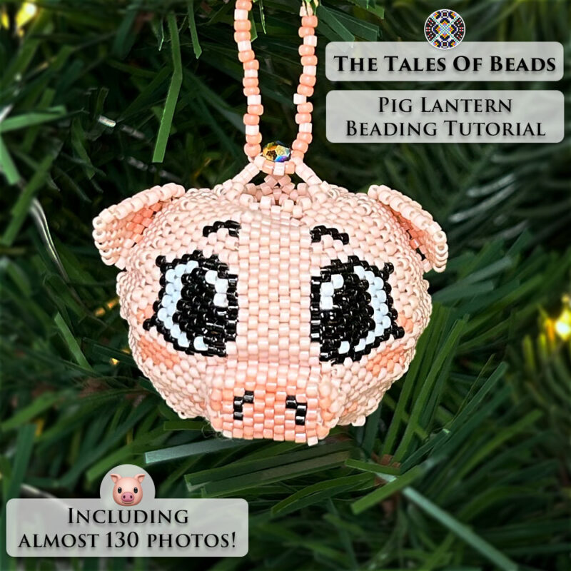 Pig seed bead animal hanging on a Christmas tree