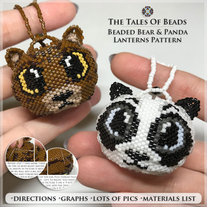 beaded-bears-tutorial Beaded Bears figures held in hands to show size scale with some bead tutorial extracts