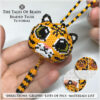 Beaded Tiger figure held in hand to show size scale with bead tutorial extracts