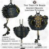 A collage image showing different sides of the beaded dragon ornament and PDF tutorial details