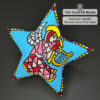 Angel beaded star ornament shown on black background