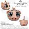 A collage image showing different sides of the beaded pig ornament and PDF tutorial details