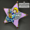 Angel beaded star ornament shown on black background