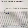 Miyuki Delica 11/0 bead shown on seed bead graph paper to demonstrate actual size accuracy