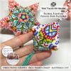 A set of folk art inspired peyote star and a matching peyote pod held in hand on white background