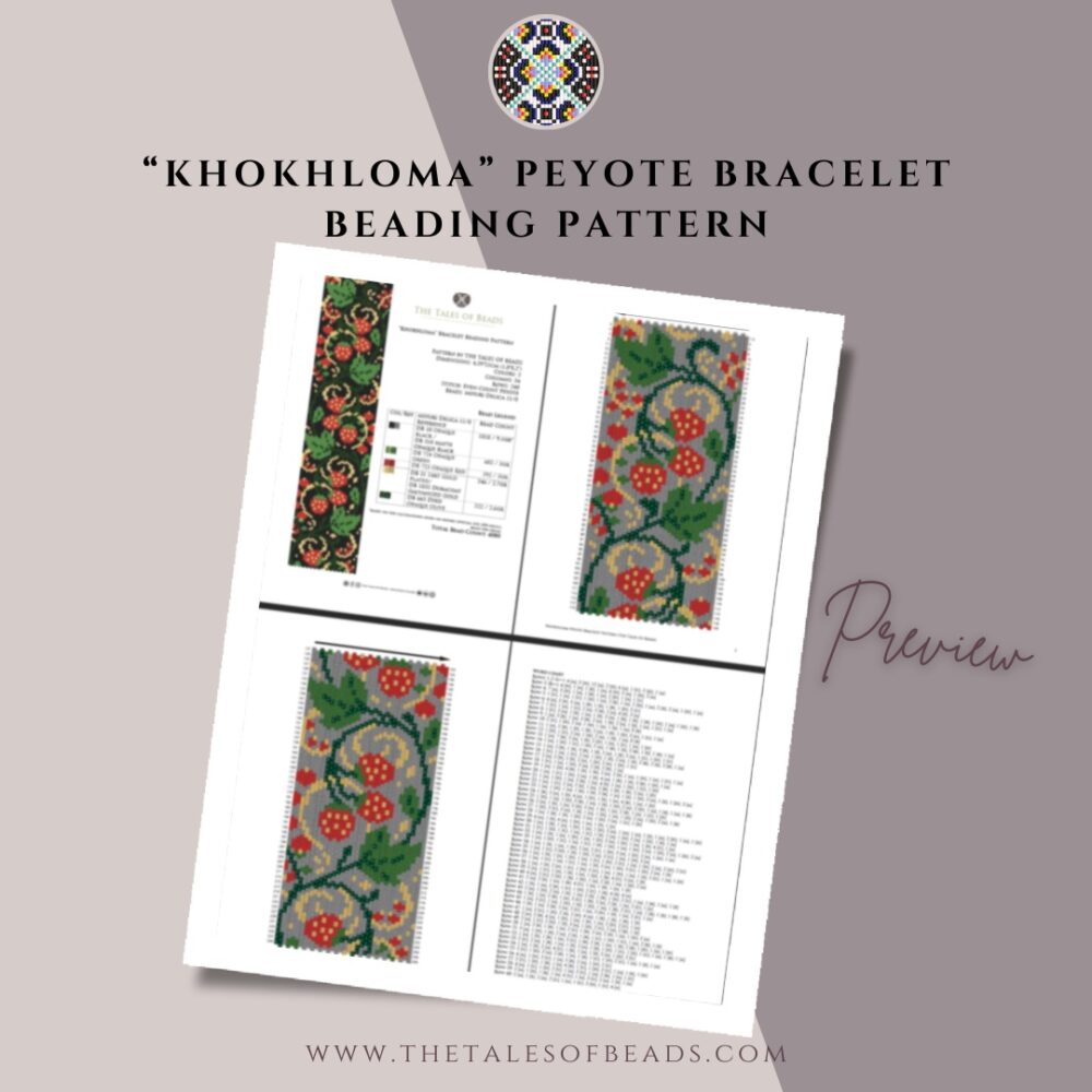 Khokhloma peyote cuff beading pattern PDF preview