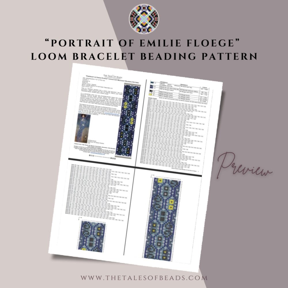 Klimt inspired loom cuff bead pattern PDF file preview
