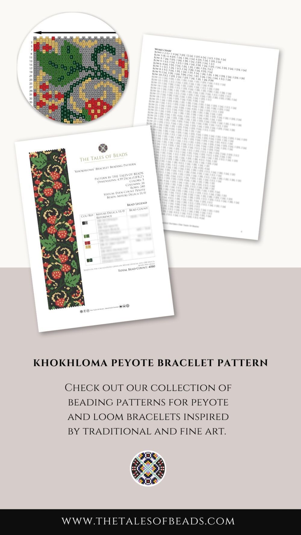 cuff beading pattern with a Russian folk art motif preview