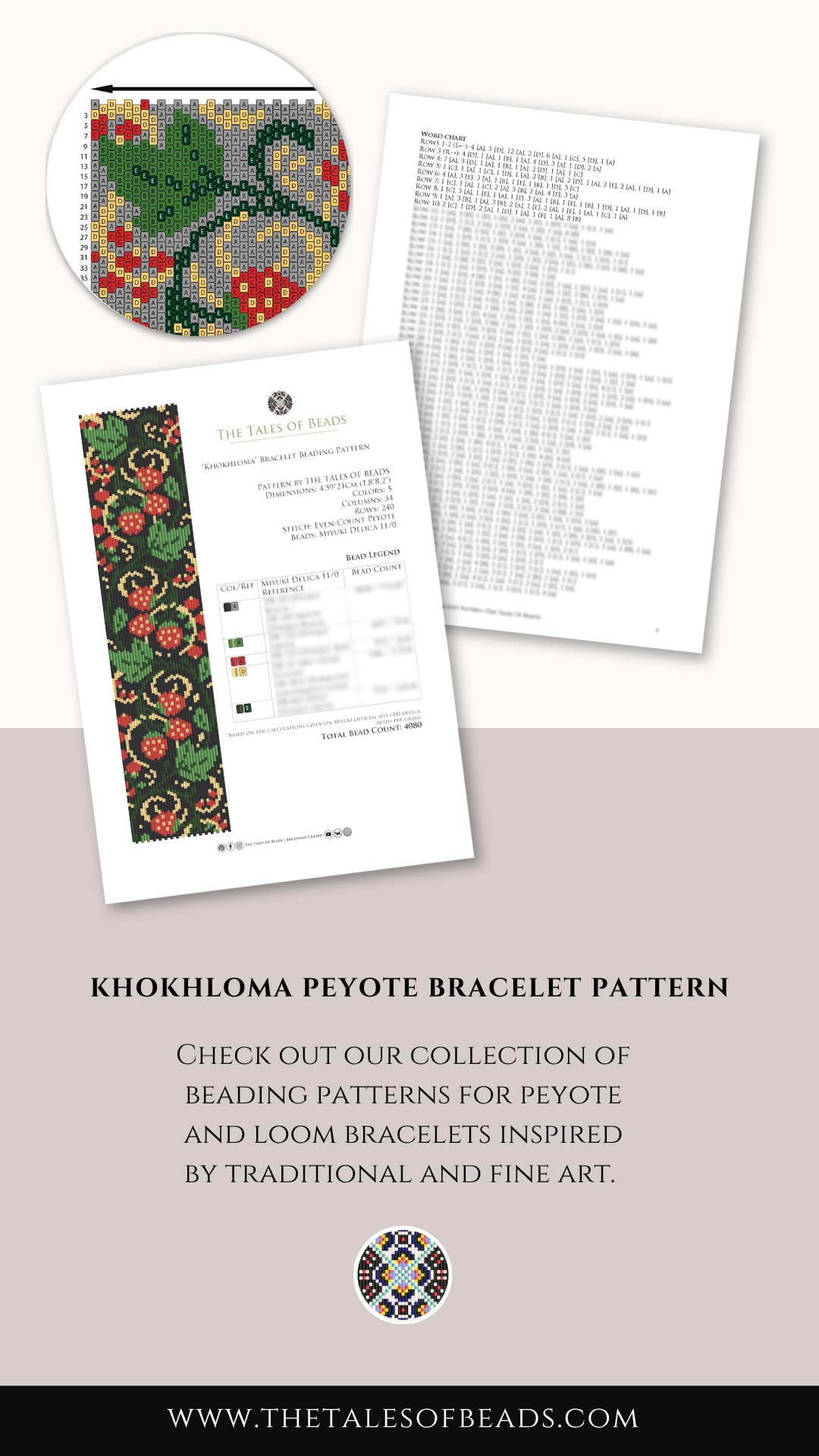 cuff beading pattern with a Russian folk are motif preview