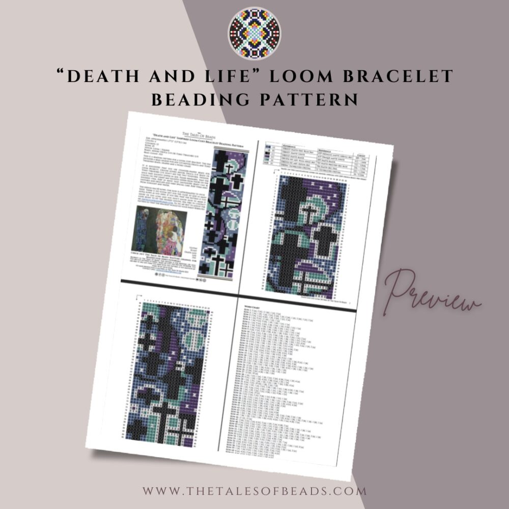Klimt inspired loom bracelet bead pattern PDF file preview