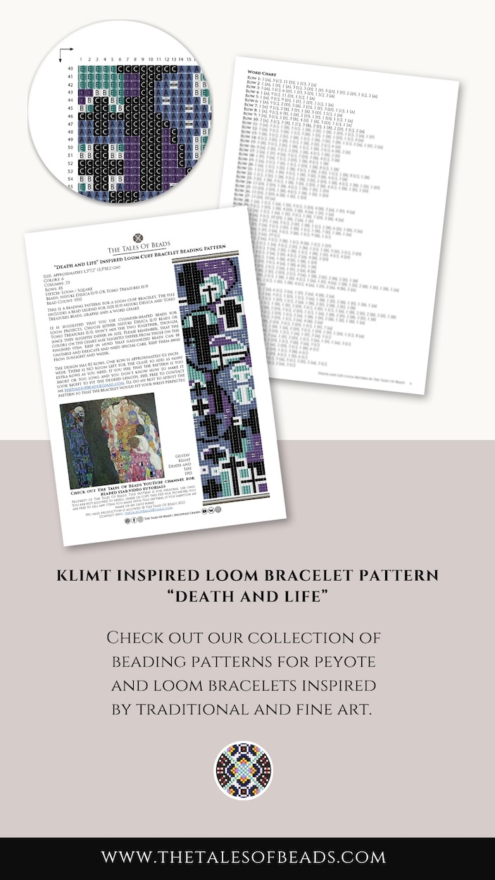 bracelet beading pattern with a fine art motif PDF preview