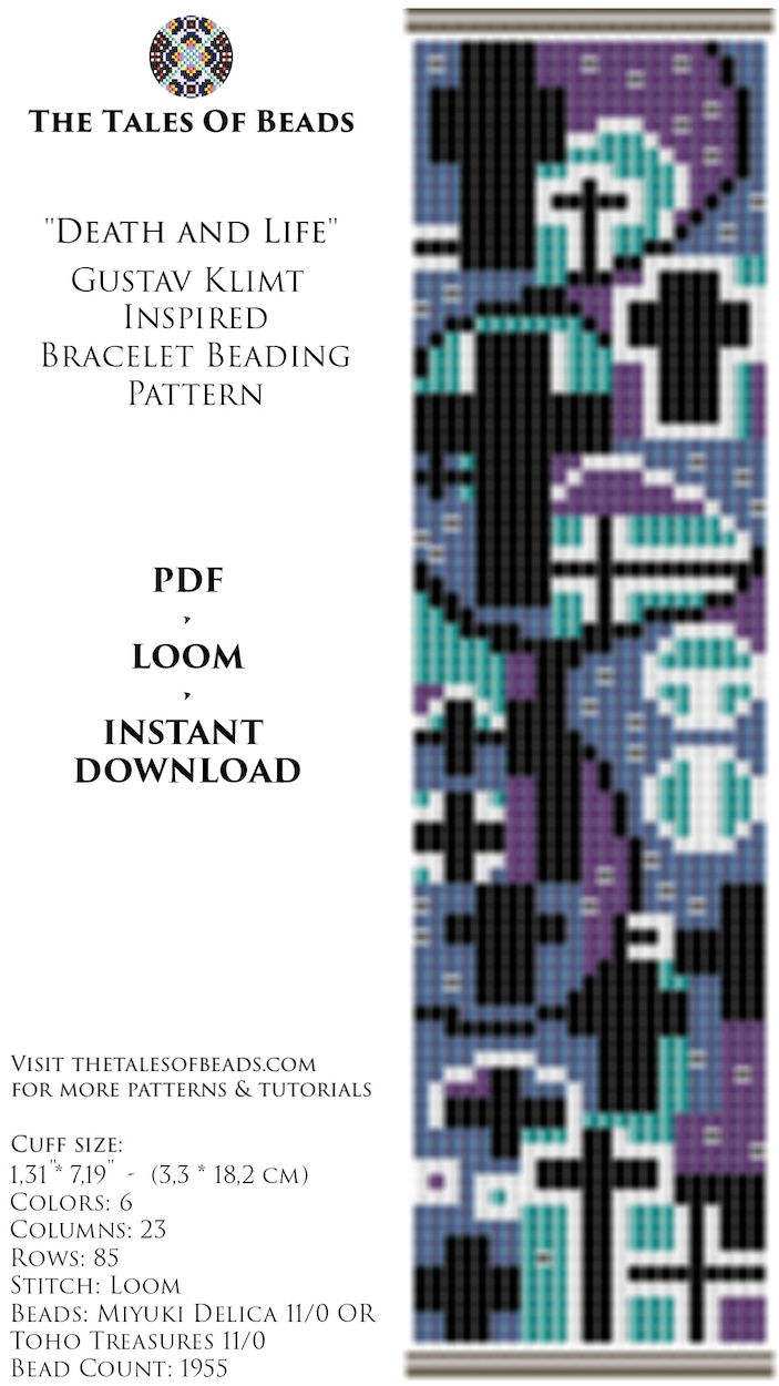 art inspired loom pattern beaded bracelet details