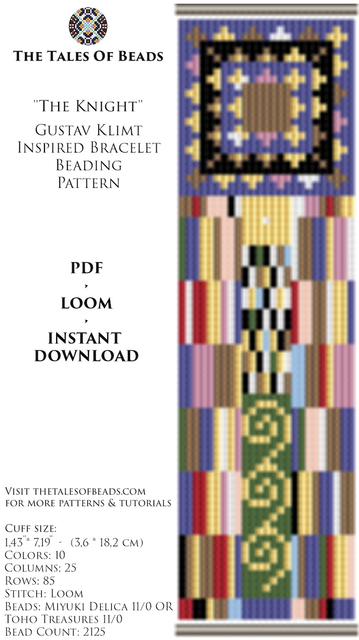 art inspired loom pattern beaded bracelet details