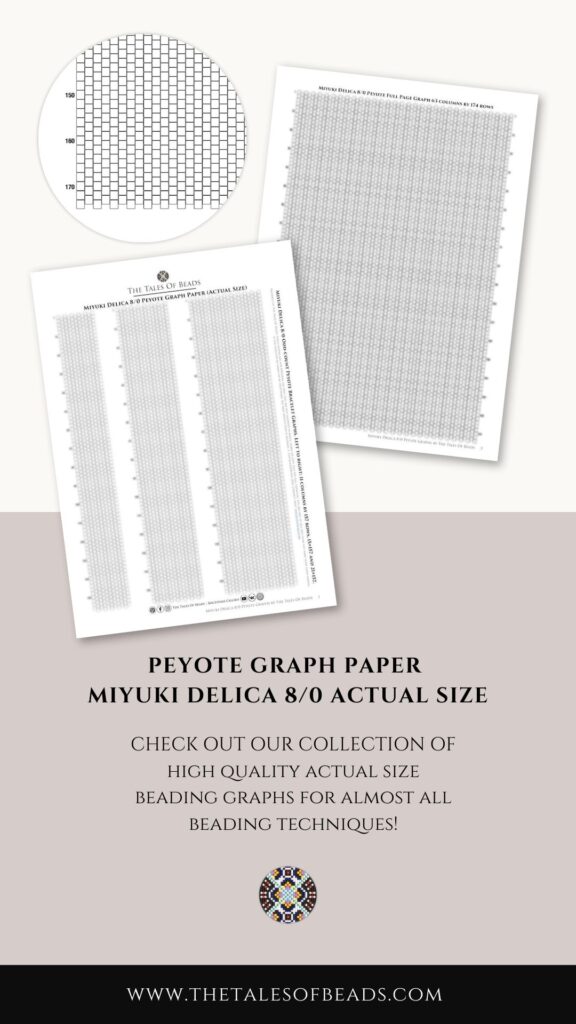 Preview of the printable Miyuki Delica 8/0 actual size seed bead graph paper for peyote stitch