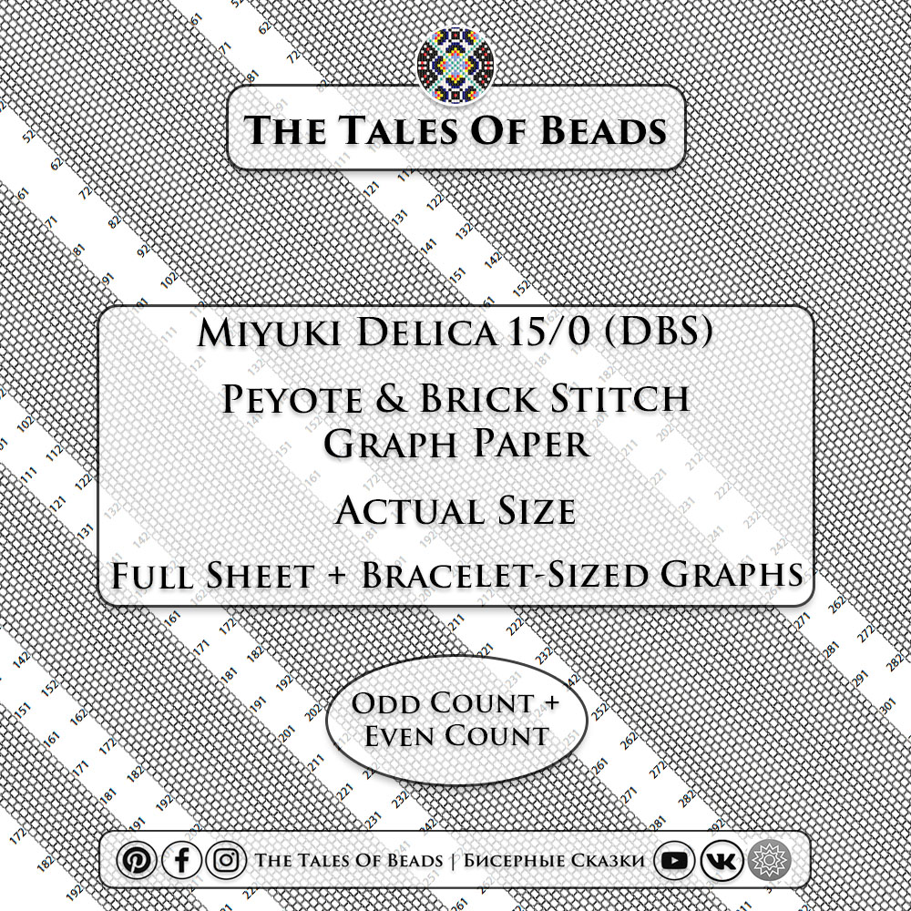 Actual size peyote graph paper template for Miyuki Delica 15/0 seed beads
