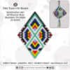 A collage showing a finished tribal beaded pod ornament and its graph