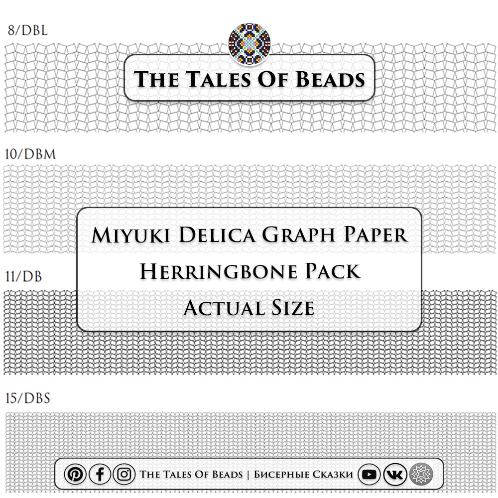 Actual size herringbone graph paper for Miyuki Delica seed beads