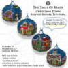 A collage image showing the four sides of the unlit Christmas Town beaded bauble as well as the pdf file information