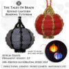 Beaded lanterns made with peyote stitch shown with and without LED lighting